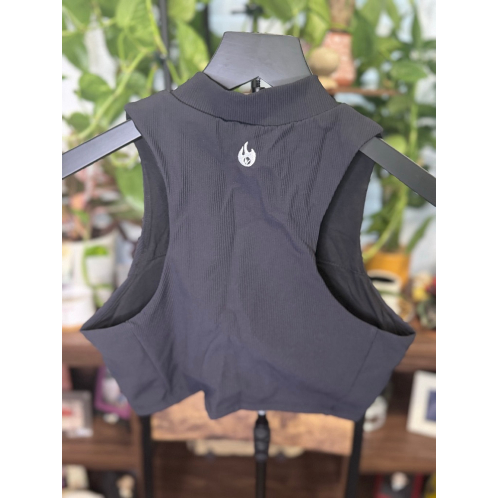 Women's Werk Black Ribbed Crop Top L - Picture 8 of 11